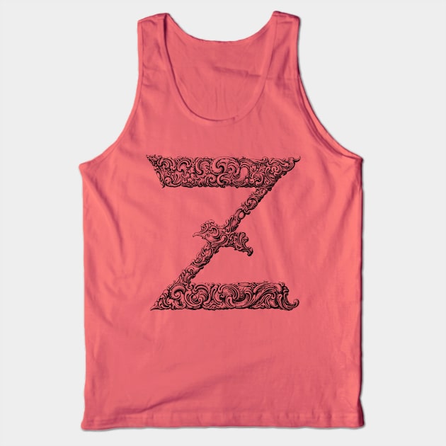 Vintage Initial Letter Lettering Alphabet Z Tank Top by AltrusianGrace